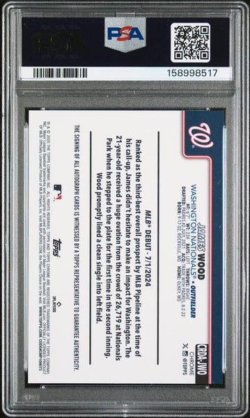 James Wood - 2025 Topps Chrome Update Rookie Debut Auto Gold Wave PSA 9 07/50