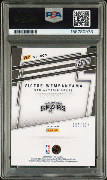 Victor Wembanyama - 2024 Panini NSCC Vip Gold Rookies Blue Sparkle PSA 9 108/124
