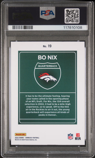 Bo Nix - 2024 Panini Donruss Downtown! PSA 9