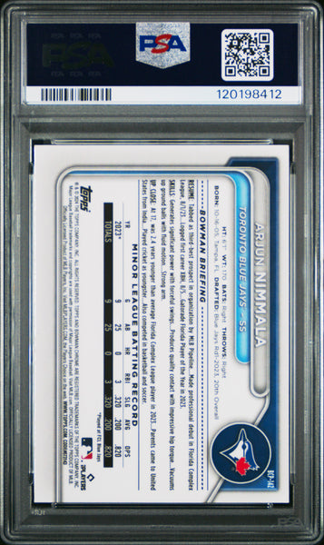 Arjun Nimmala - 2024 Bowman Sapphire Edition Chrome Prospects PSA 10
