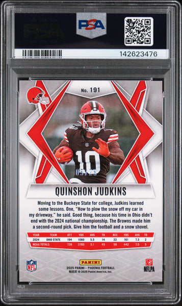 Quinshon Judkins - 2025 Panini Phoenix Green Seismic PSA 10
