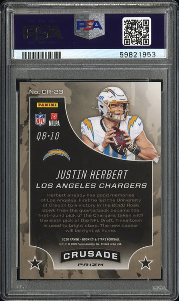 Justin Herbert - 2020 Panini Rookies & Stars Crusade Black 1 1 PSA 10