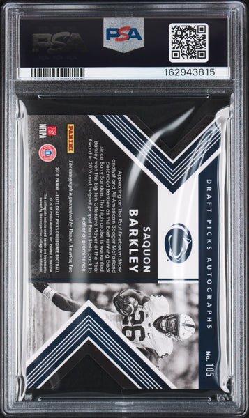 Saquon Barkley - 2018 Panini Elite Draft Picks Auto Purple PSA 9 37/49