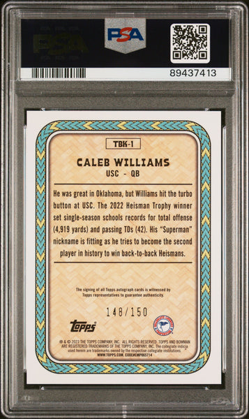 Caleb Williams - 2023 Bowman University Chrome The Big Kahuna Autograph PSA 10 148/150