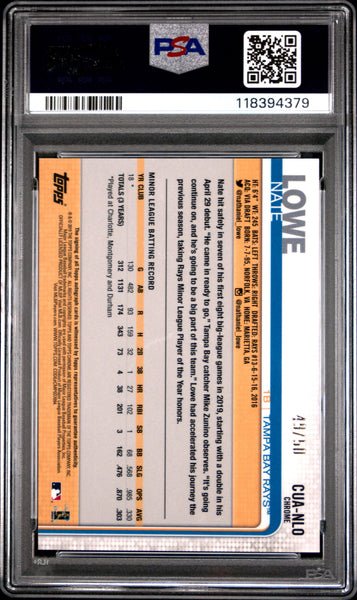 Nate Lowe - 2019 Topps Chrome Update Autographs Gold Refractor PSA 10 /50