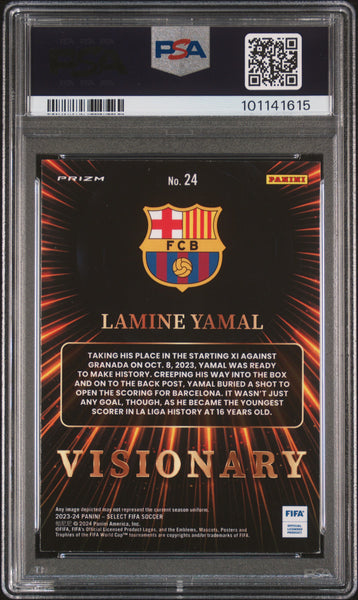Lamine Yamal - 2023-24 Panini Select FIFA Visionary PSA 8