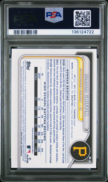 Konnor Griffin - 2024 Bowman Draft PSA 10