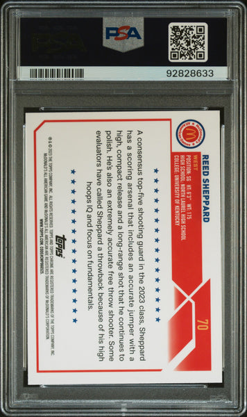 Reed Sheppard - 2023 Topps Chrome Mcdonald's All-American Logo Ref PSA 10