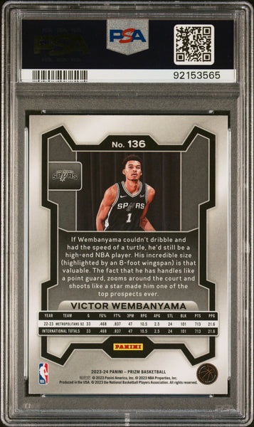Victor Wembanyama - 2023 Panini Prizm Rookie PSA 10