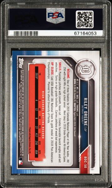 Riley Greene - 2019 Bowman Draft Chrome With Bat PSA 10