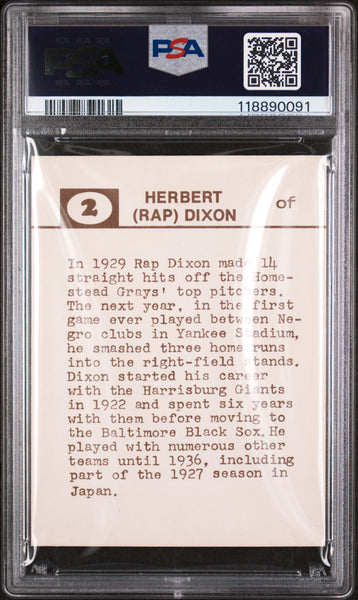 Rap Dixon - 1974 Laughlin Old-Time Black Stars PSA 6