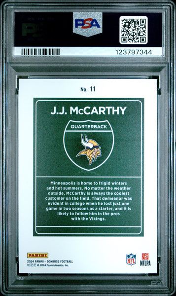 JJ Mccarthy - 2024 Panini Donruss Downtown! PSA 8