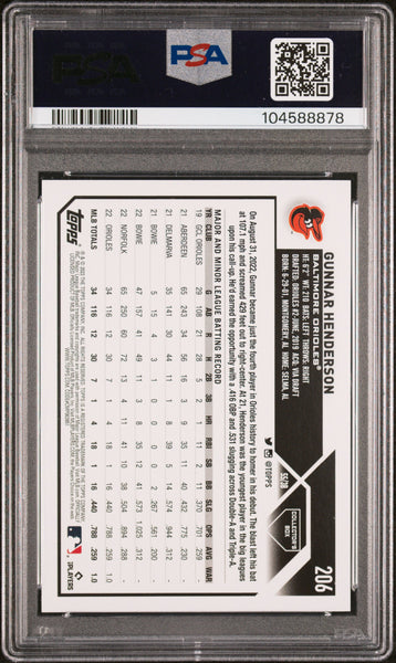 Gunnar Henderson - 2023 Topps Silver Foil Rookie #206 PSA 10