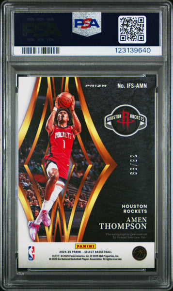 Amen Thompson - 2024 Panini Select In Flight Signatures Red Prizm PSA 10