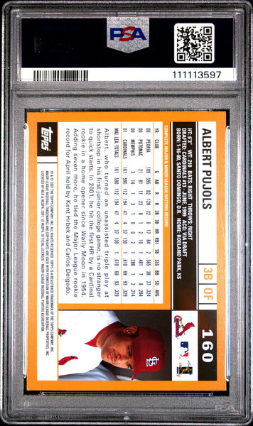 Albert Pujols - 2002 Topps Back Photo Polanco In Cap PSA 9