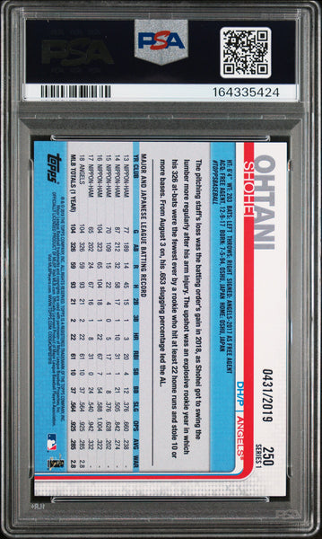 Shohei Ohtani - 2019 Topps #250 Gold 431/2019 PSA 9