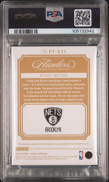 Kyrie Irving - 2021 Panini Flawless Patches Gold PSA 9 2/10 02/10