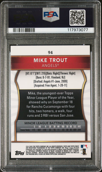 Mike Trout - 2011 Finest PSA 8