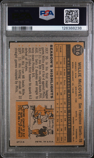 Willie Mccovey - 1960 Topps All Star Rookie PSA 4