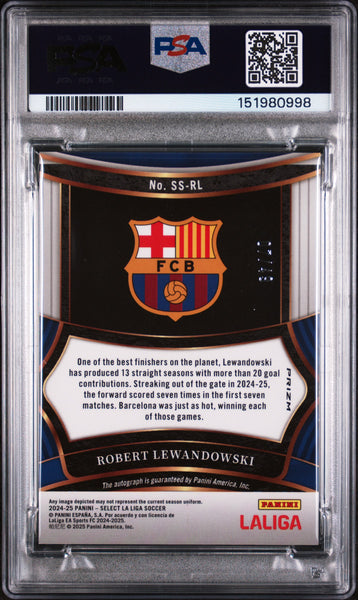 Robert Lewandowski - 2024-25 Panini Select La Liga Signatures Purple PSA 9 /49