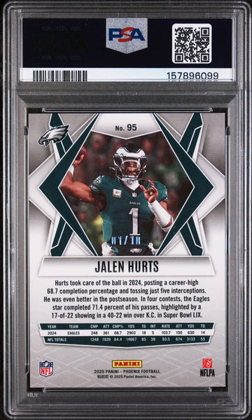 Jalen Hurts - 2025 Panini Phoenix Gold Seismic PSA 10 Jersey #