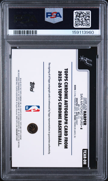 Dylan Harper - 2025 Topps Chrome Chrome Rookie Autographs PSA 9