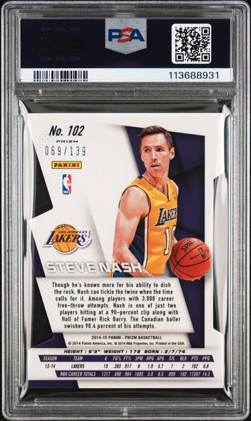 Steve Nash - 2014 Panini Prizm Purple Die Cut PSA 10