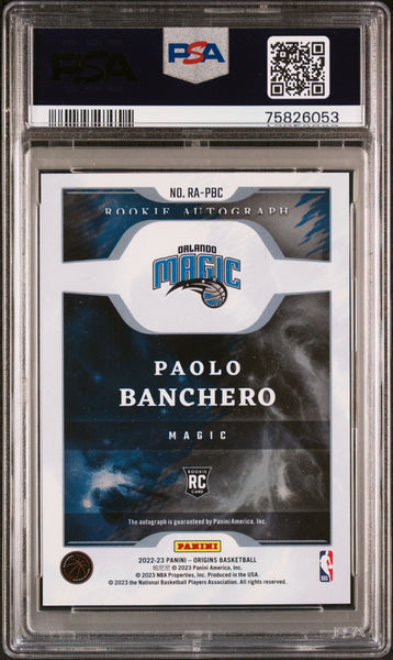 Paolo Banchero - 2022 Panini Origins Rookie Auto PSA 9 10 #RAPBC