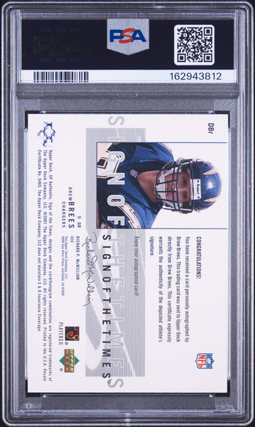 Drew Brees - 2001 SP Authentic Sign Of The Times Rookie Auto PSA 9 Auto 10