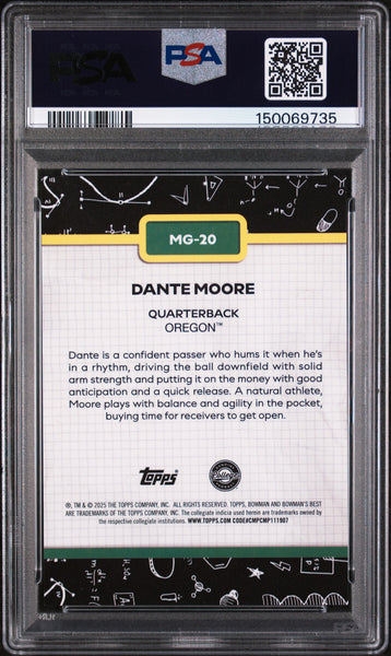 Dante Moore - 2025 Bowman Best University Making The Grade Gold Ref PSA 9