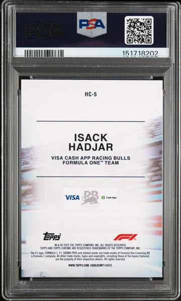 Isack Hadjar - 2025 Topps Chrome Formula 1 Helmet Collection PSA 10
