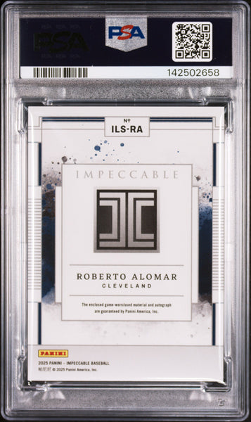 Roberto Alomar - 2025 Panini Impeccable Lumber Signatures HL SLV PSA 8 06/25