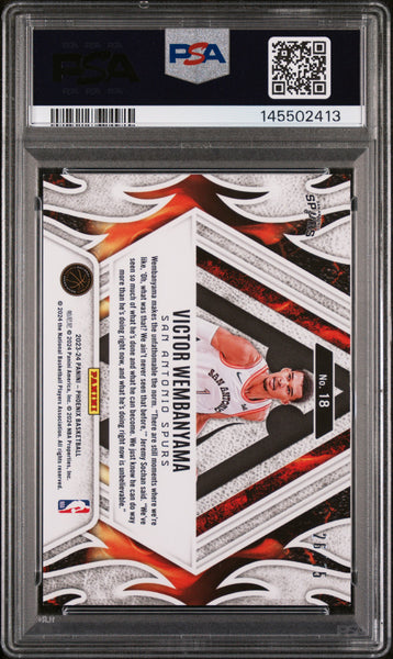 Victor Wembanyama - 2023 Panini Phoenix Fire Forged Purple PSA 8 Rookie /75