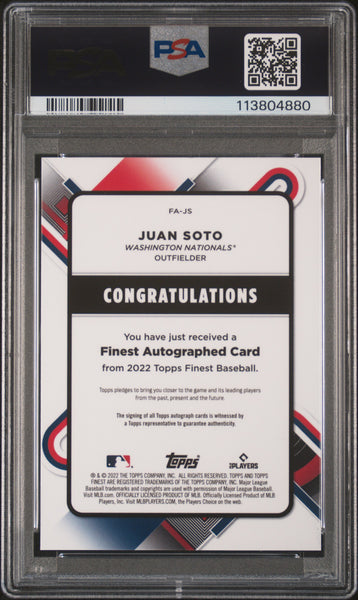 Juan Soto - 2022 Topps Finest Finest Auto Red Refractor PSA 10 5/5