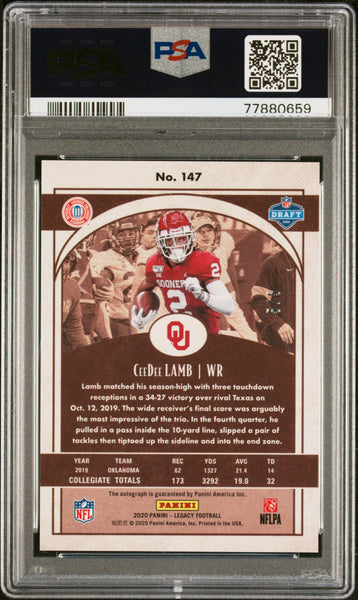 Ceedee Lamb - 2020 Panini Legacy Rookie Auto Diamond /5 PSA 10
