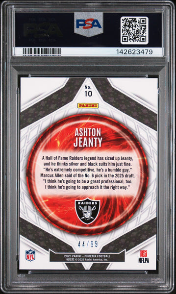 Ashton Jeanty - 2025 Panini Phoenix Paragon Silver Seismic PSA 8