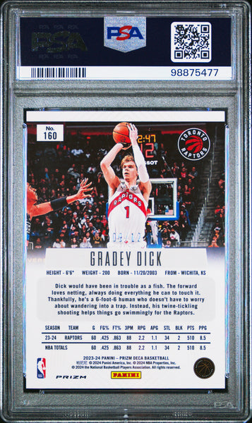 Gradey Dick - 2023 Panini Prizm Deca Green Shimmer Fotl PSA 9