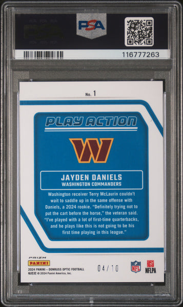 Jayden Daniels - 2024 Panini Donruss Optic Play Action Gold PSA 10
