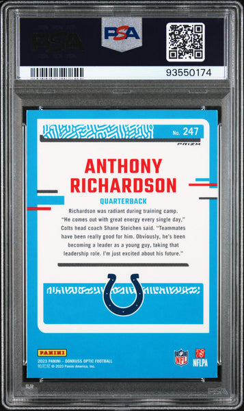 Anthony Richardson - 2023 Panini Donruss Optic Purple Shock PSA 10