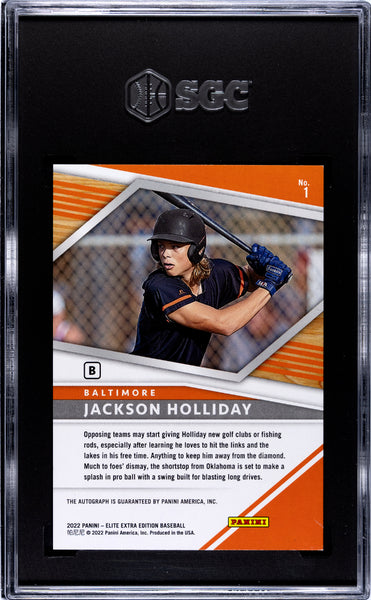 Jackson Holliday 2022 Panini Elite Extra Edition Autograph Rookie SGC 9 /61