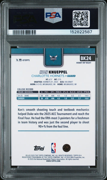 Kon Knueppel - 2026 Topps Hobby Rip Night PSA 9