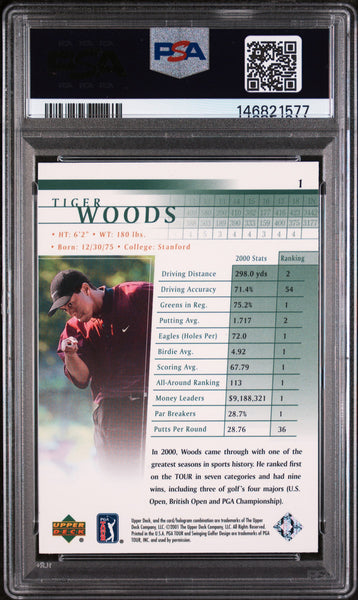 Tiger Woods - 2001 Upper Deck Golf PSA 8