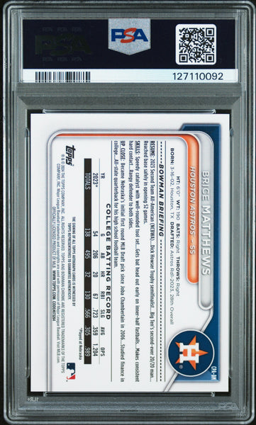 Brice Matthews - 2024 Bowman CH. PRS. Au Hta Gold Lava PSA 10 11/50