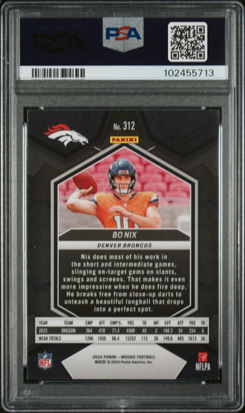 Bo Nix - 2024 Panini Mosaic PSA 10