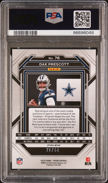 Dak Prescott - 2022 Panini Prizm Football Red & Yellow Choice 21/44 #76 PSA 9