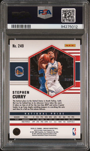Stephen Curry - 2020-21 Panini Mosaic Silver National Pride PSA 10