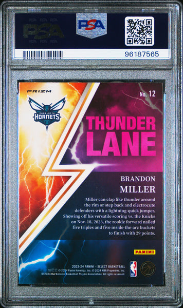 Brandon Miller - 2023 Panini Select Thunder Lane Green Prizm PSA 10