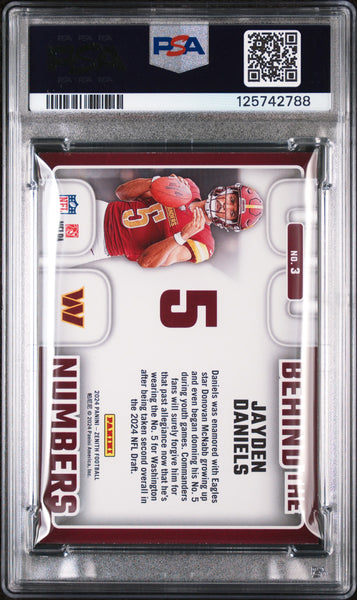 Jayden Daniels - 2024 Panini Zenith Behind The Numbers Red PSA 8 09/88