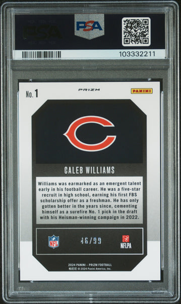 Caleb Williams - 2024 Panini Prizm Emergent Blue Ice PSA 10