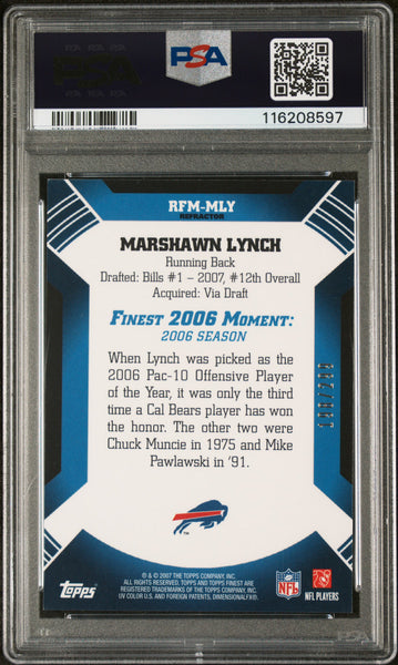 Marshawn Lynch - 2007 Finest Moments Blue Refractor PSA 8